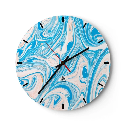 Nástenné hodiny - Abstraktný bazén v odtieňoch tyrkysovej a bielej - 30x30cm - Lagúna v tyrkyse - Moderná nástenná dekorácia do obývacej izby, kuchyne a spálne ARTTOR