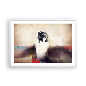 Plagát v bielom ráme - Jemné línie, oválne tvary - 70x50 cm