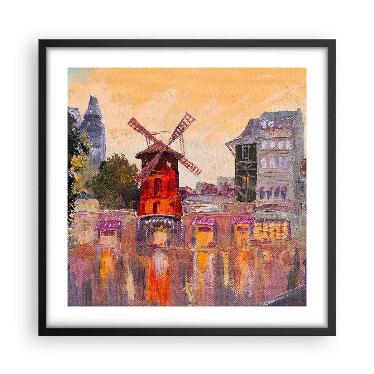 Plagát v čiernom ráme - Parížske ikony – Moulin Rouge - 50x50 cm