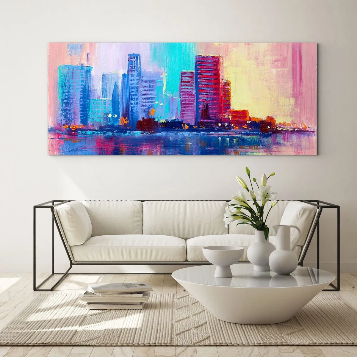 Obraz na skle - Vykúpané vo farbách - 100x40 cm