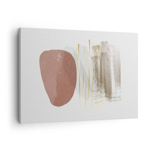 Obraz na plátne - Abstraktná kompozícia v béžových a zlatých odtieňoch - 70x50cm - Abstraktná kolonáda - Moderná nástenná dekorácia do obývacej izby a spálne ARTTOR