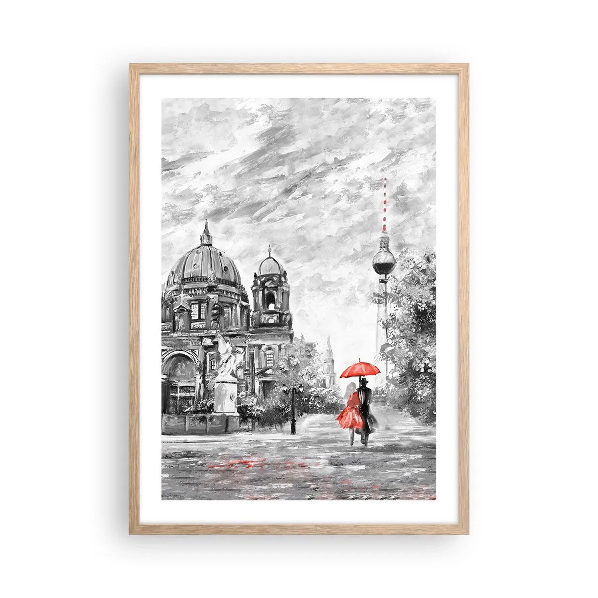 Plagát v ráme zo svetlého duba - Berlínske stretnutie - 50x70 cm