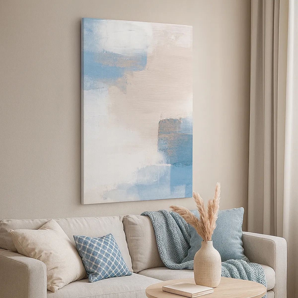 Obraz na plátne - Ružová abstrakcia za modrým závojom - 50x70 cm