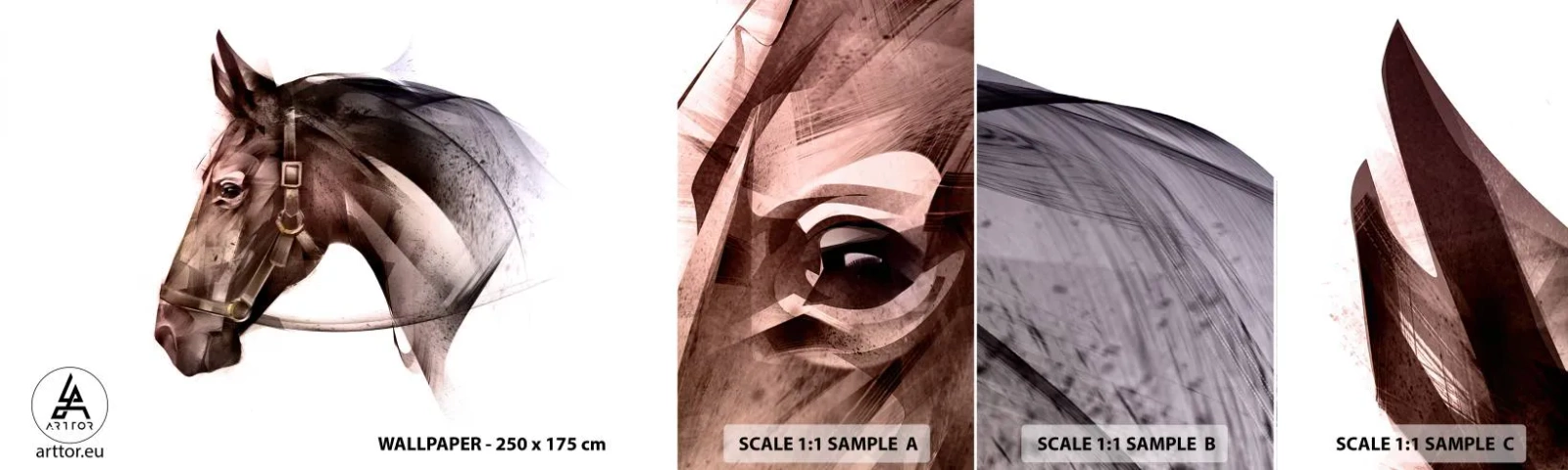 Vzorka samolepiacej fototapety Deluxe Sticker - To je ale pôvab - Zvieratá, Hlava koňa, Kôň - 100x30 cm