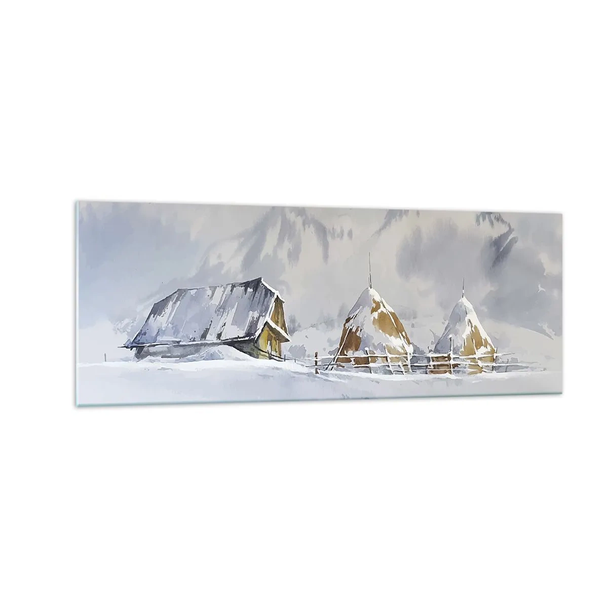 Obraz na skle - V zasneženom údolí - 140x50 cm