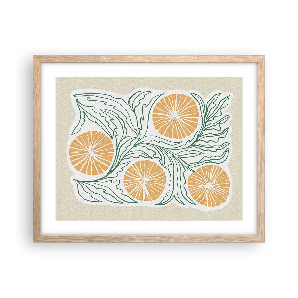 Plagát v ráme zo svetlého duba - Etnicky s abstraktným nádychom - 50x40 cm