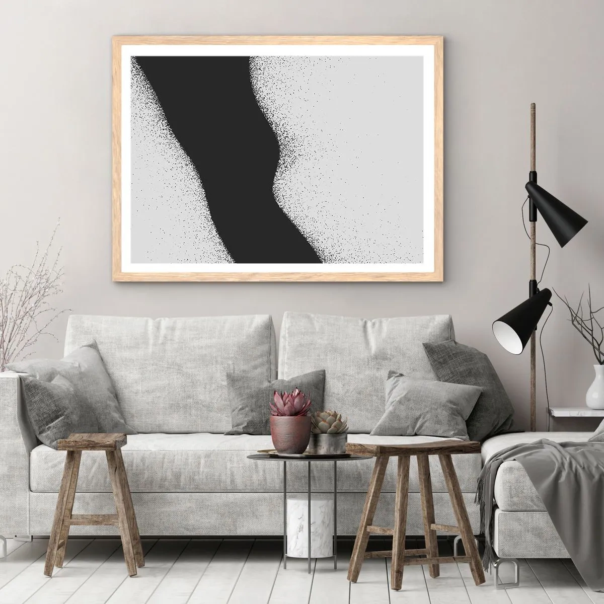 Plagát v ráme zo svetlého duba - Plynulá rovnováha - 50x40 cm