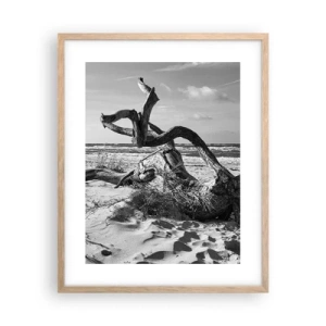 Plagát v ráme zo svetlého duba - Morská socha - 40x50 cm