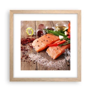 Plagát v ráme zo svetlého duba - Nórske dobrodružstvo v kuchyni - 30x30 cm