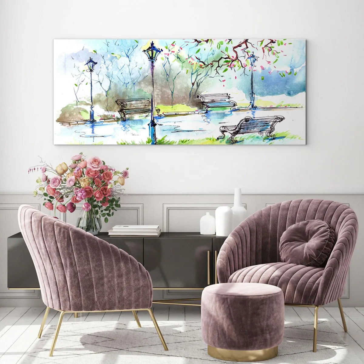 Obraz na skle - Kúzlo parkového ticha - 160x50 cm