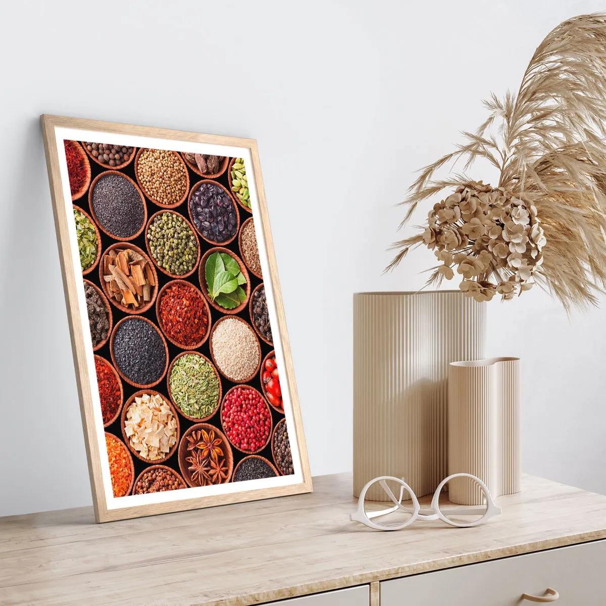Plagát v ráme zo svetlého duba - Všetky chute sveta - 61x91 cm