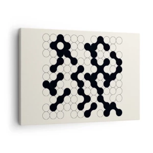 Obraz na plátne - Čiernobiele vzory s kruhmi na svetlom pozadí - 70x50cm - Čínska hra – variácia - Moderná nástenná dekorácia do obývacej izby a spálne ARTTOR