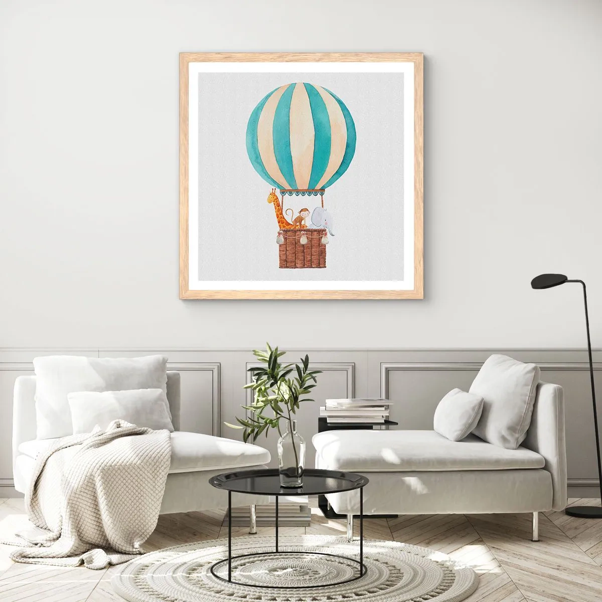 Plagát v ráme zo svetlého duba - Fantastický výlet - 50x50 cm