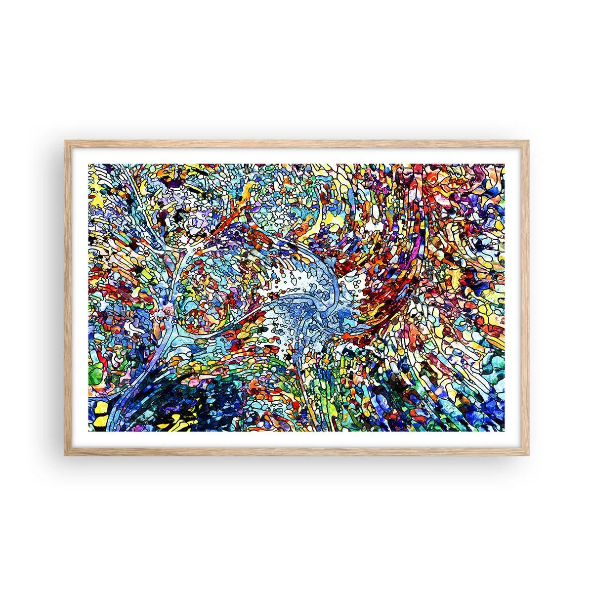 Plagát v ráme zo svetlého duba - Vitráž s kvapkami - 91x61 cm