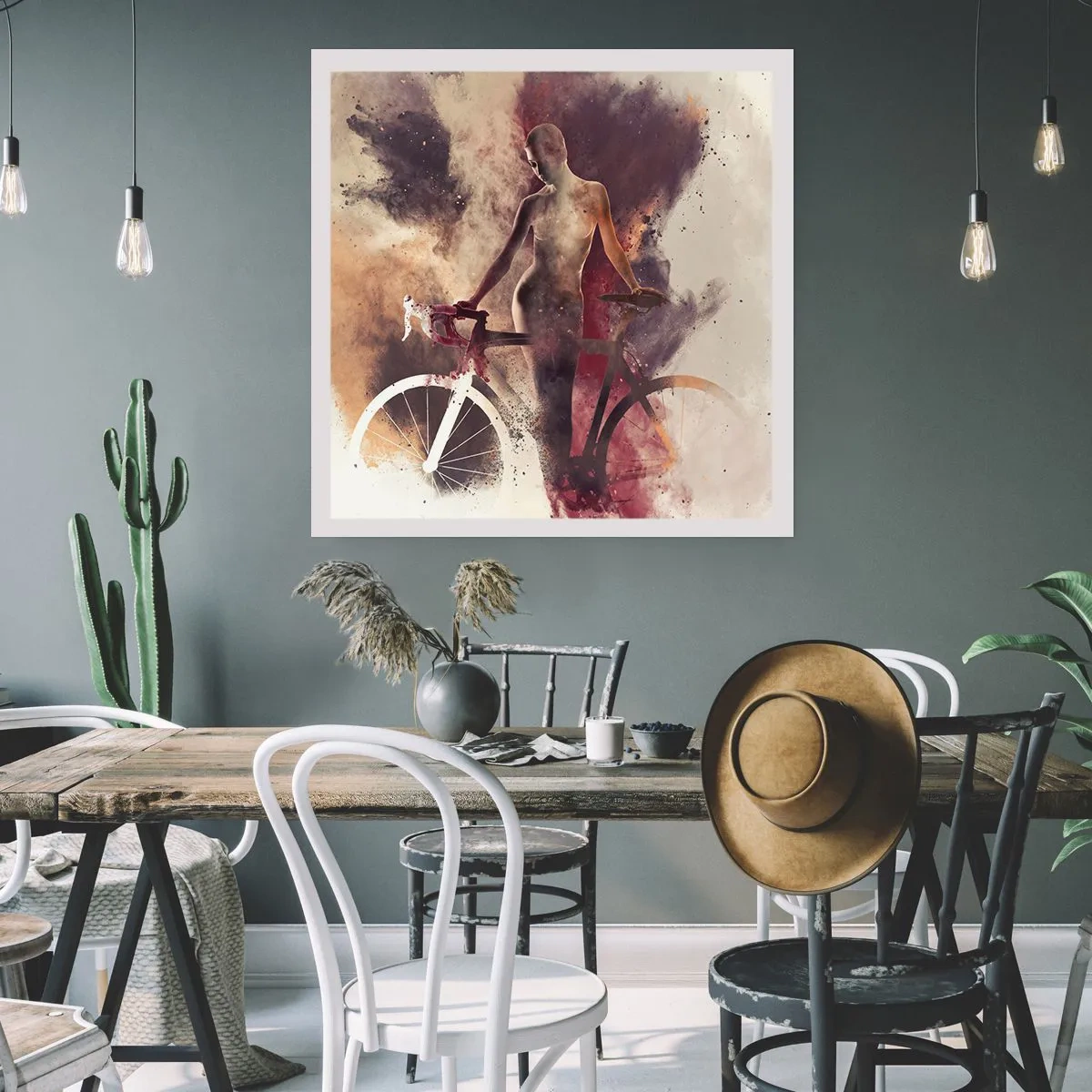 Plagát - Cyklistická duša v mramorových tvaroch - 50x50 cm