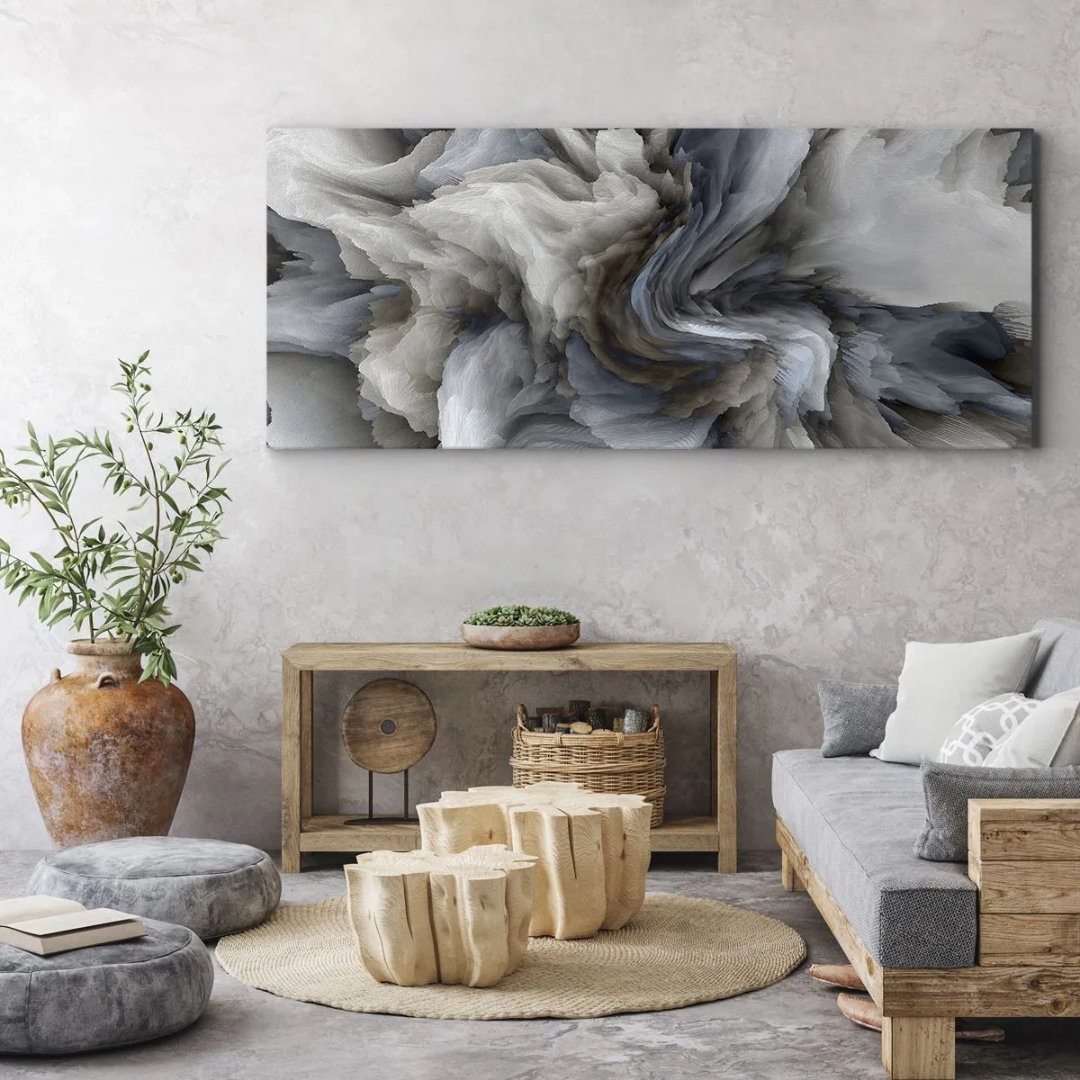 Obraz na plátne - Kameň a kvet - 100x40 cm