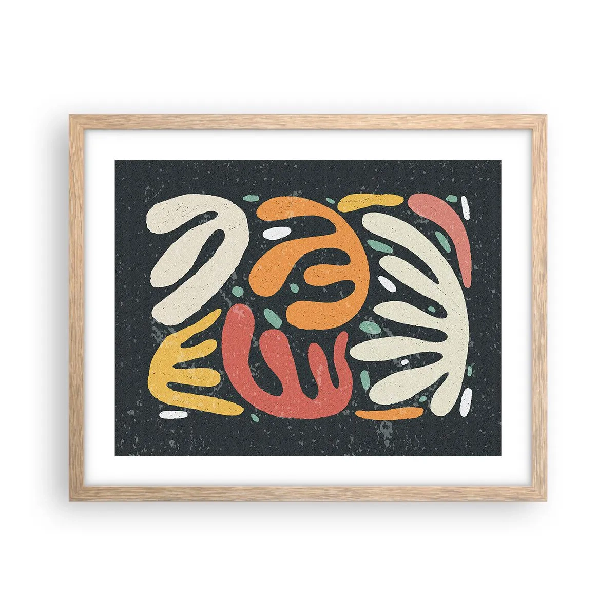 Plagát v ráme zo svetlého duba - Kompozícia – hneď ťa chytím - 50x40 cm