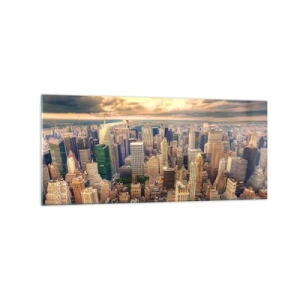 Obraz na skle - Pozlátené Metropolis - 120x50 cm