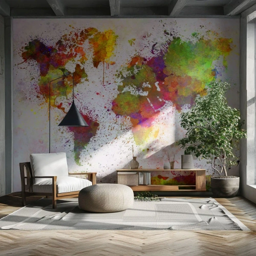 Fototapeta Premium Canvas - Prišlo to nejako samo - Mapa sveta, kontinentov, Kus - 250x175 cm