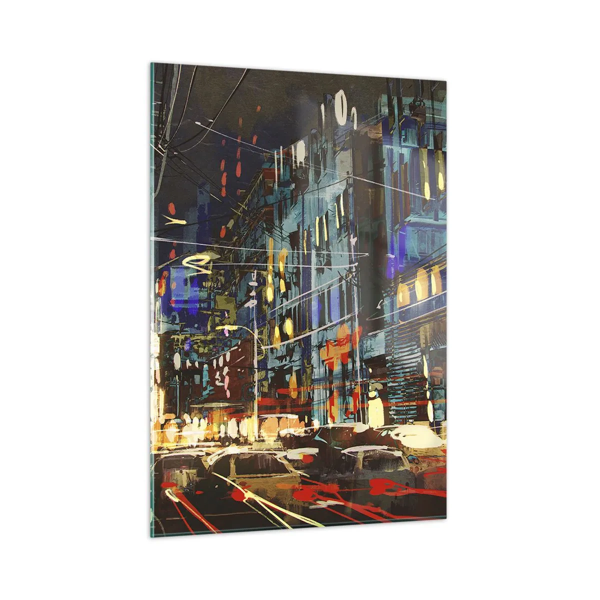 Obraz na skle - Večerný pouličný ruch - 50x70 cm
