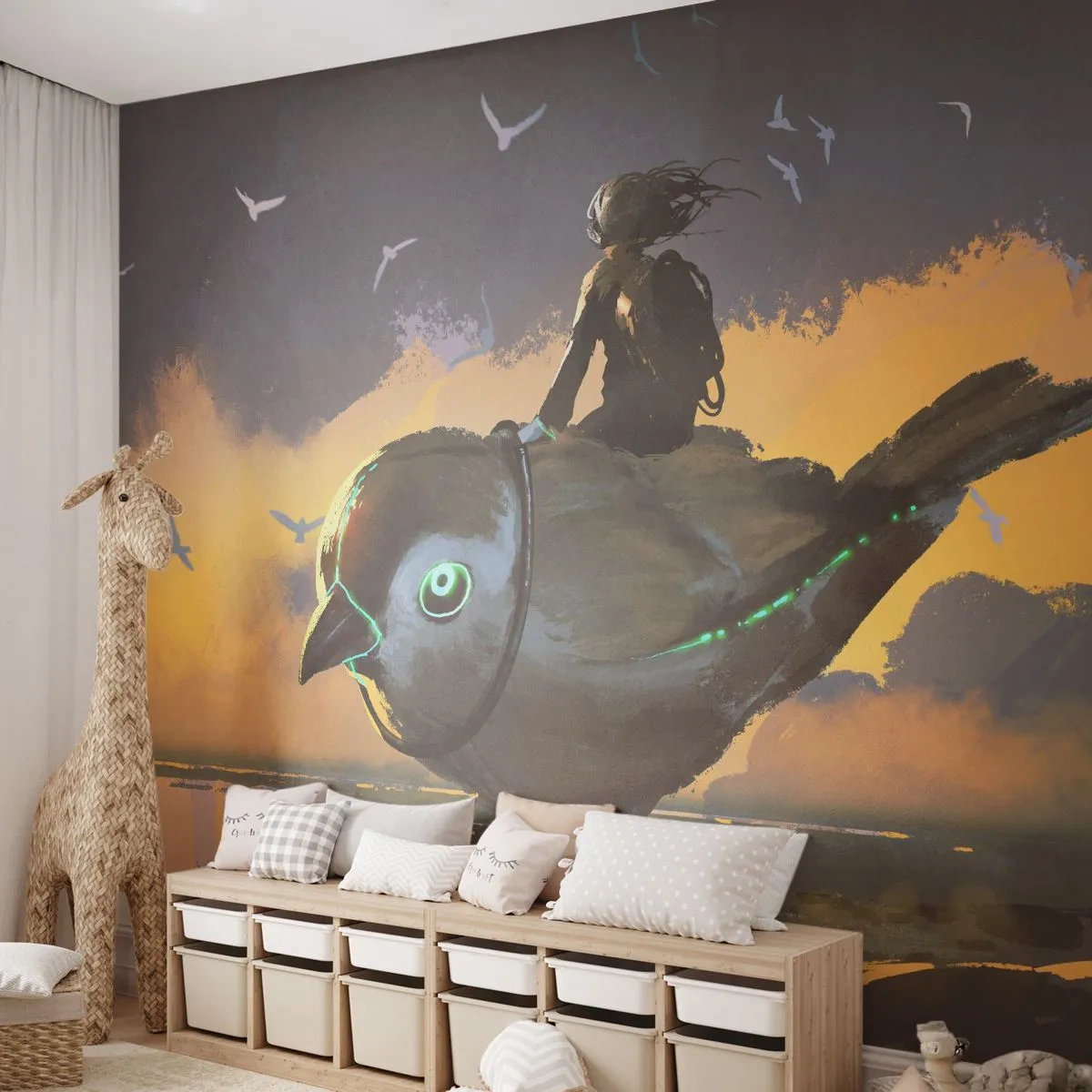 Fototapeta Premium Sand - Zastávka na fantastickej ceste - Abstrakcia, Vták, Fantázia - 100x70 cm