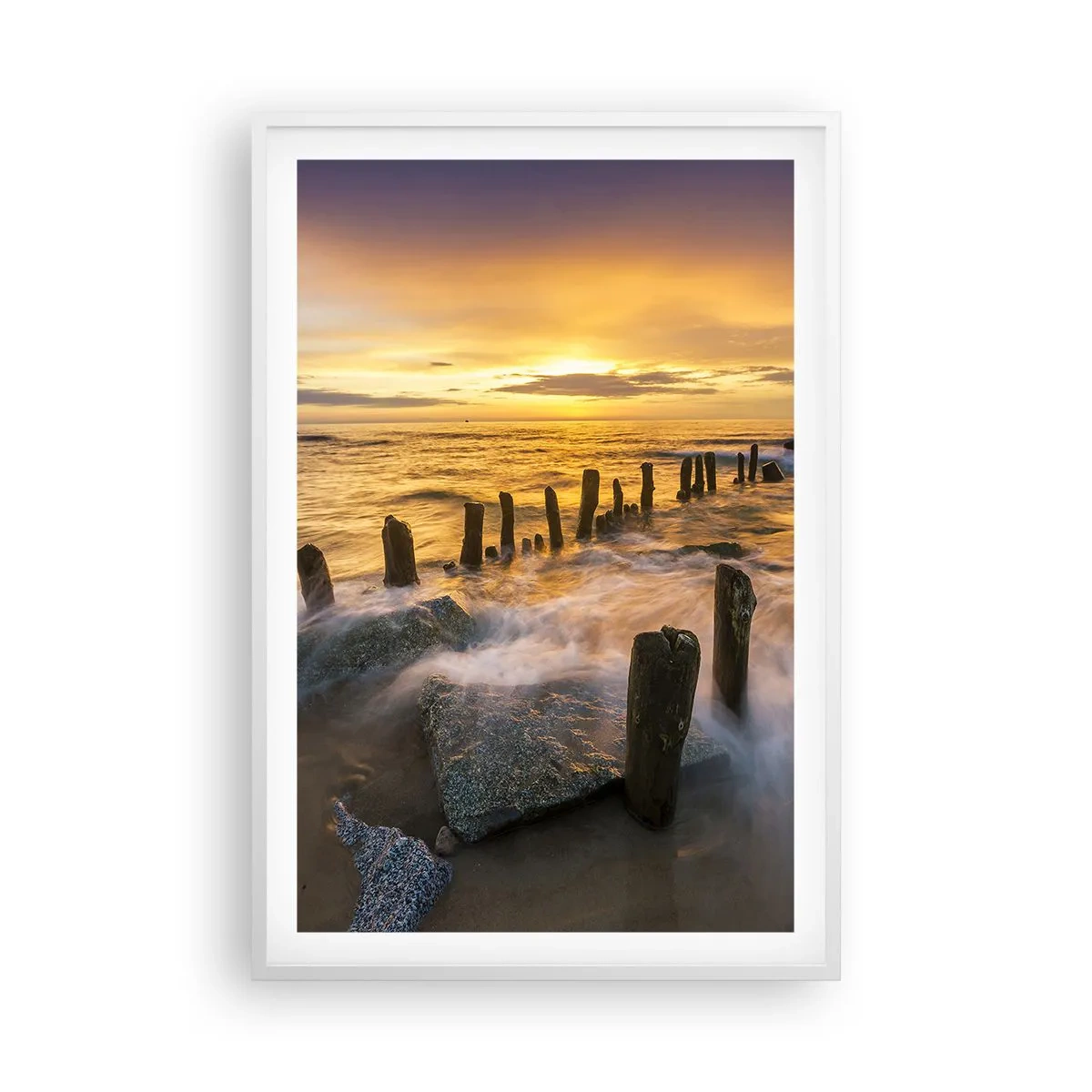 Plagát v bielom ráme - Drsná krása Baltského mora  - 61x91 cm