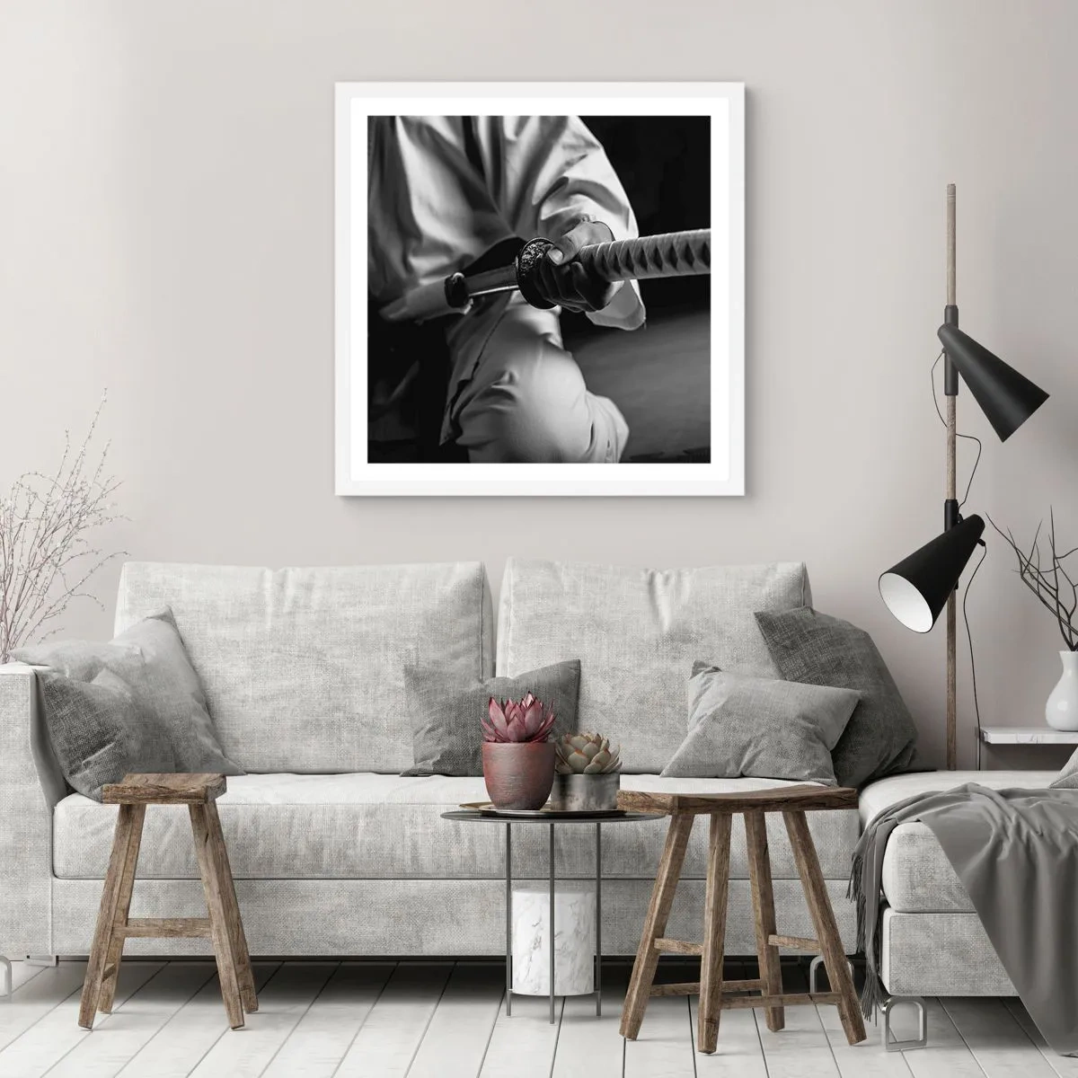 Plagát v bielom ráme - Duša bojovníka - 40x40 cm