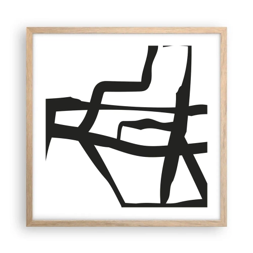 Plagát v ráme zo svetlého duba - Čiernobiela konštrukcia - 50x50 cm