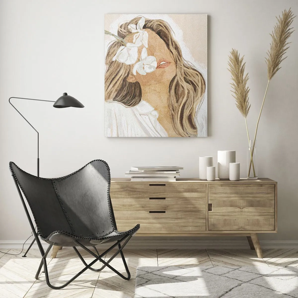 Obraz na skle - Medzi kvetinami - 50x70 cm