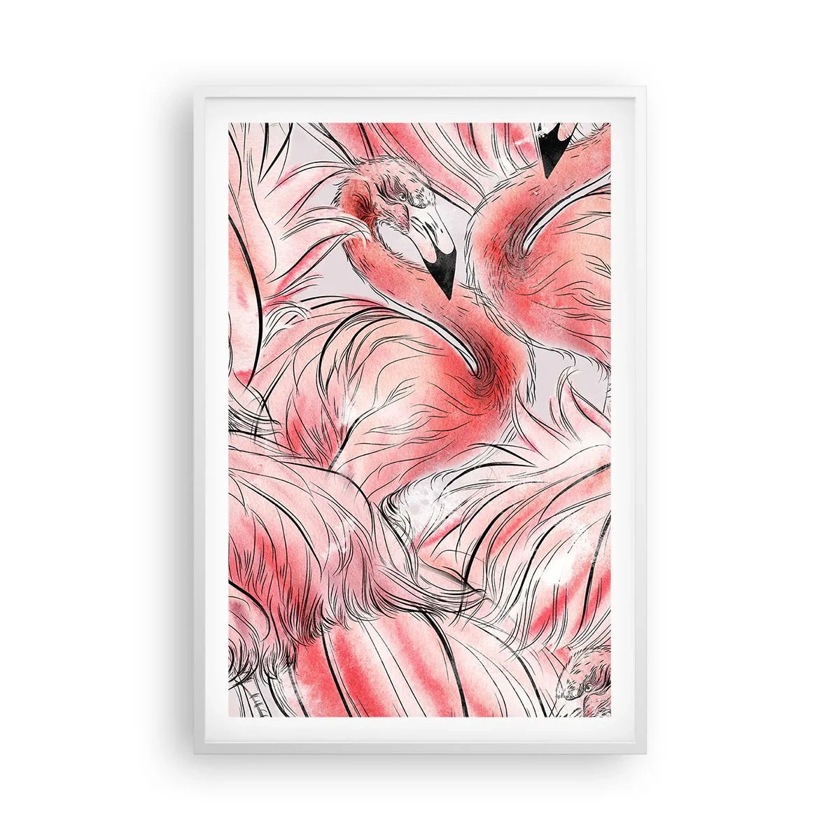 Plagát v bielom ráme - Vtáči corps de ballet - 61x91 cm