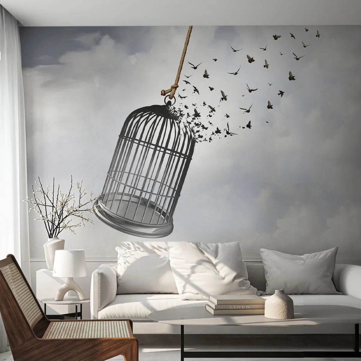 Fototapeta Premium Canvas - Viera… nádej… sloboda! - Abstrakcia, Vtáky, Kus - 250x175 cm