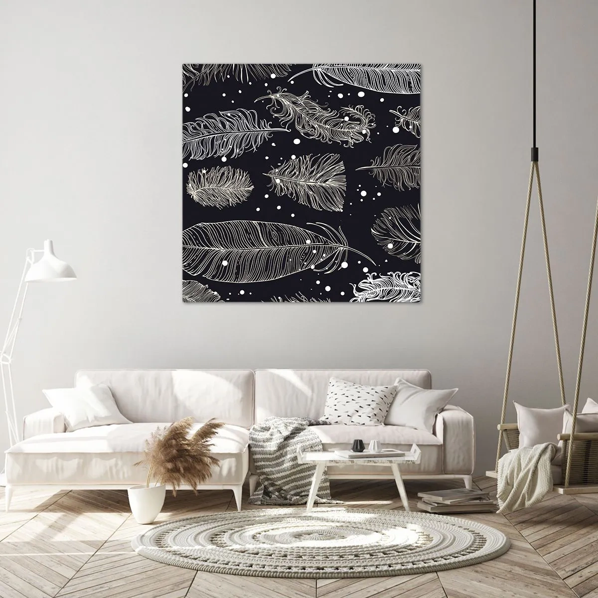 Obraz na plátne - Čipka s perím - 60x60 cm