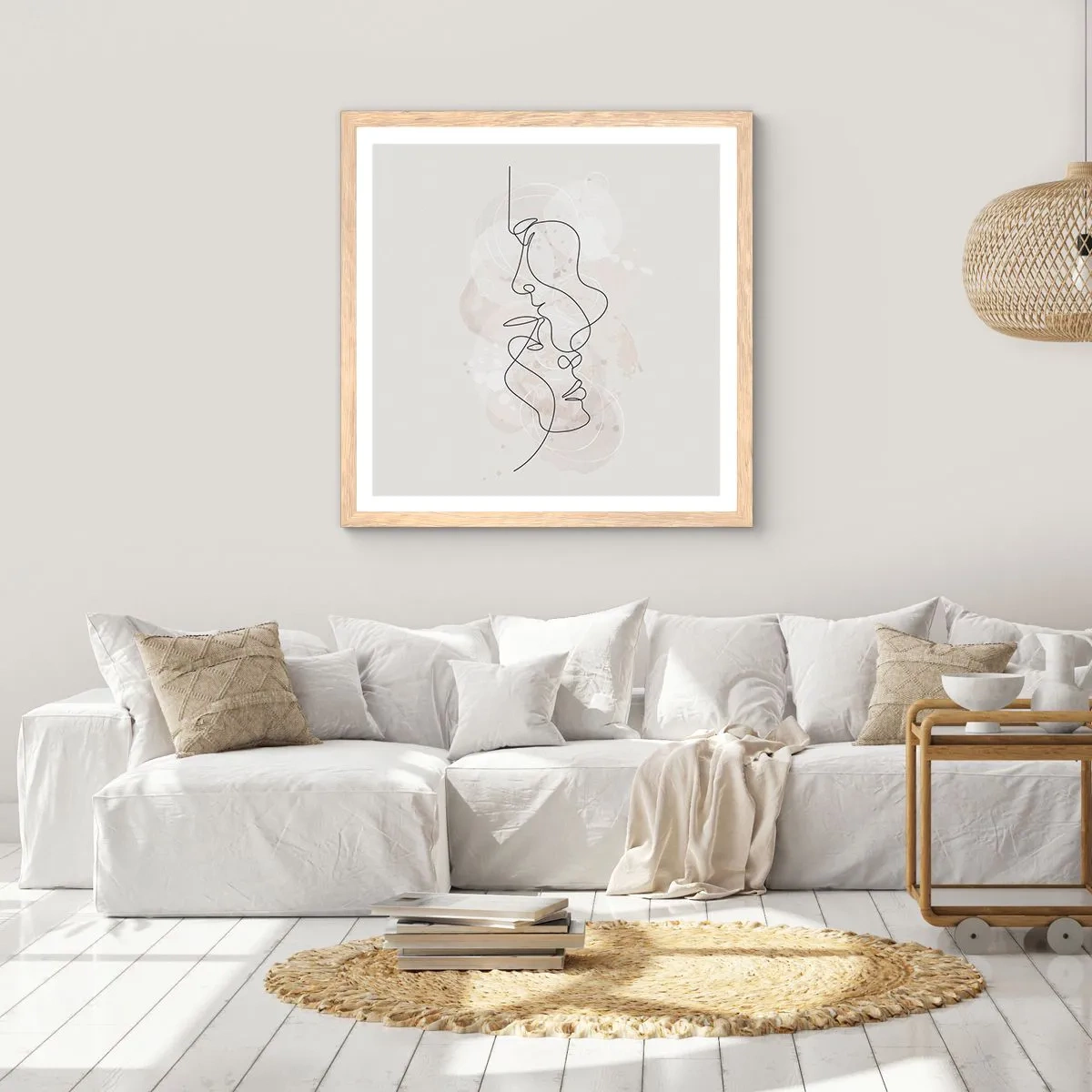 Plagát v ráme zo svetlého duba - Zamotaní v objatí - 60x60 cm
