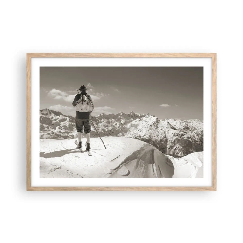 Plagát v ráme zo svetlého duba - Rovnaké hory - 70x50 cm