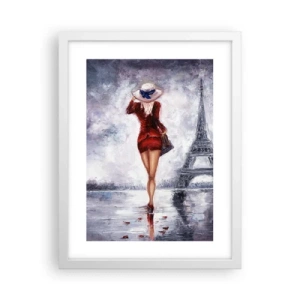 Plagát v bielom ráme - Parížske symboly - 30x40 cm