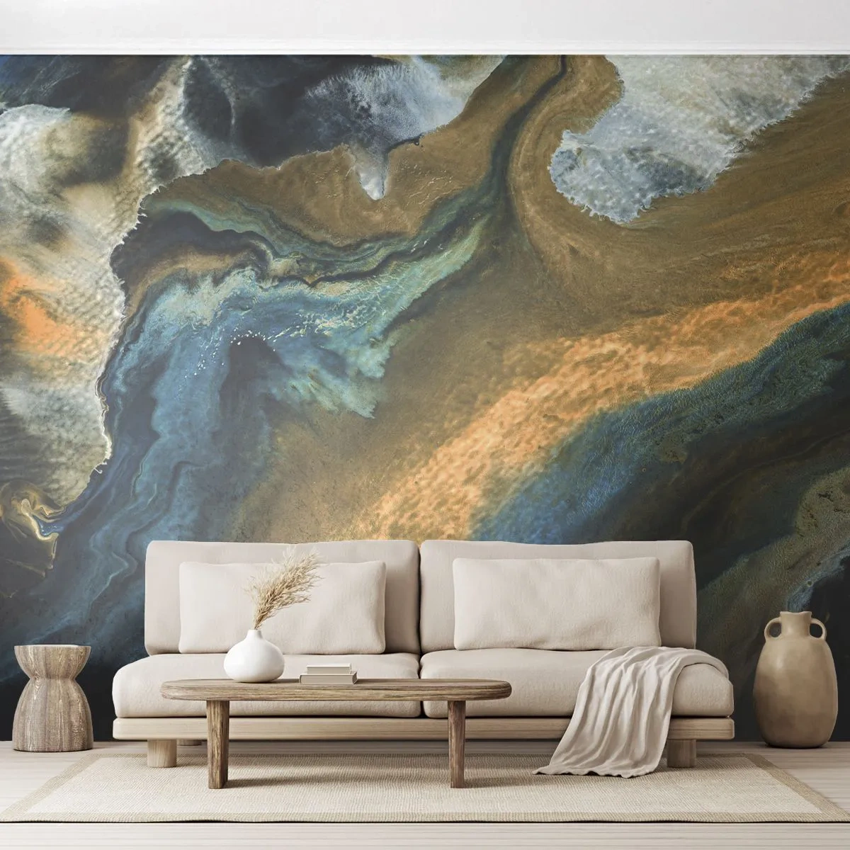 Fototapeta Premium Sand - Modrá – žltá – vzájomné vplyvy - Abstrakcia, Kus, Grafika - 100x70 cm