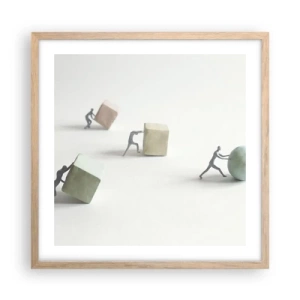 Plagát v ráme zo svetlého duba - Život samotný - 50x50 cm