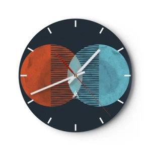 Nástenné hodiny - Detailný záber na zlaté palmové listy tvoriace geometrický vzor - 30x30cm - Astronomická fantázia - Moderná nástenná dekorácia do obývacej izby, kuchyne a spálne ARTTOR