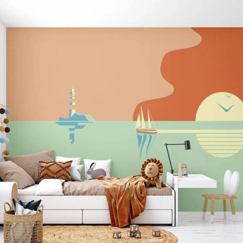 Fototapeta Premium Sand - Dokonalá morská krajina - Abstrakcia, Plachetnica, Lucerna - 500x350 cm