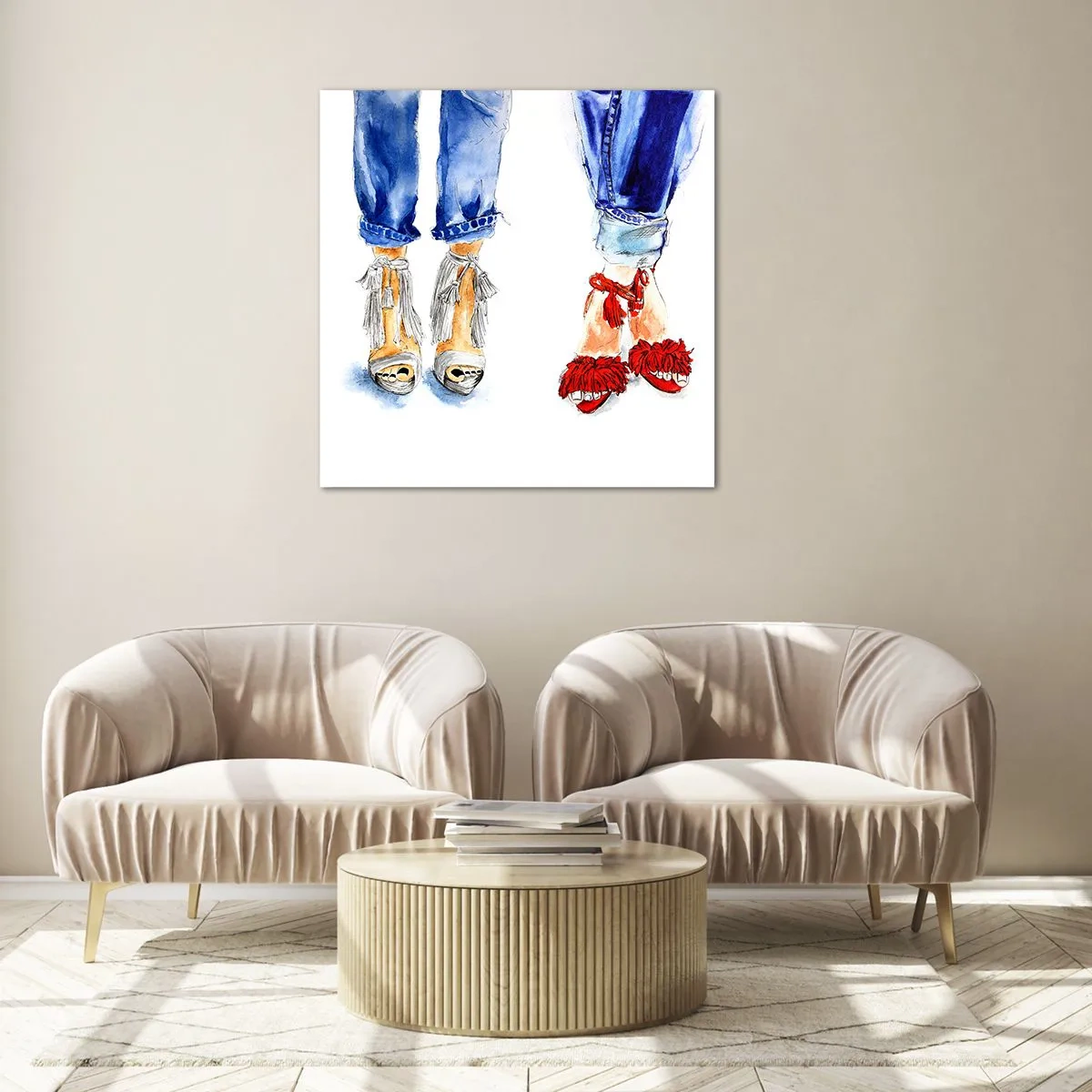 Obraz na skle - Možno by sme sa vydali na prechádzku? - 70x70 cm