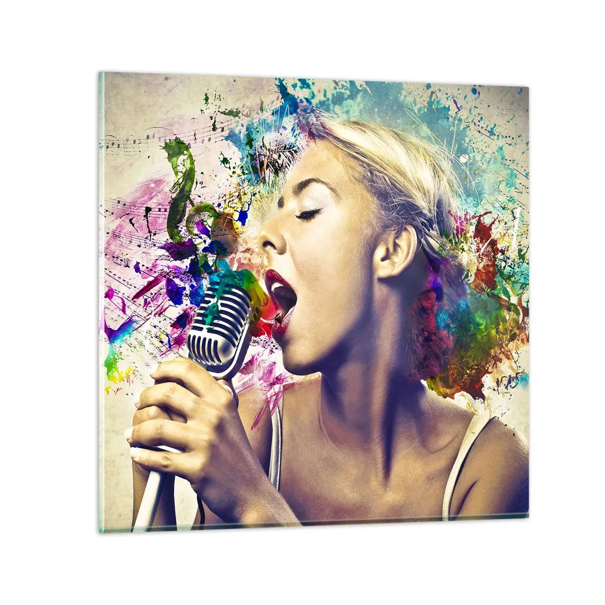 Obraz na skle - Pomaľovať hlasom svet - 60x60 cm