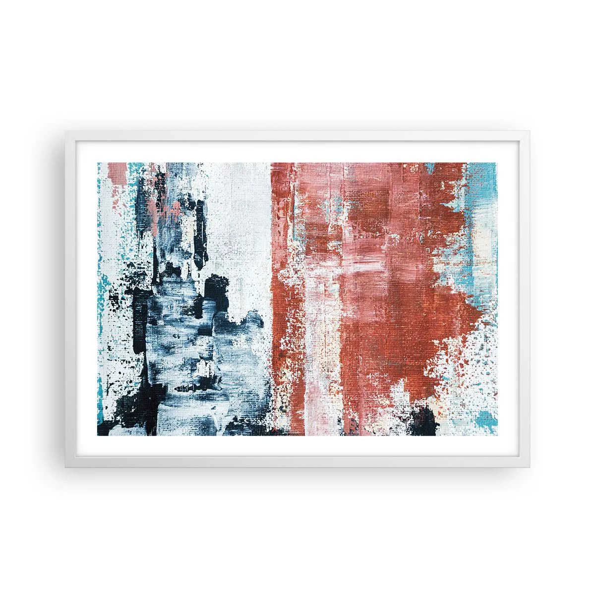 Plagát v bielom ráme - Abstraktné pol na pol - 70x50 cm