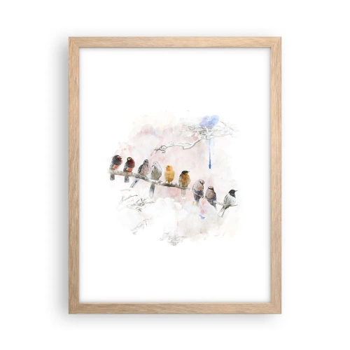 Plagát v ráme zo svetlého duba - Okrídlené stretnutie - 30x40 cm
