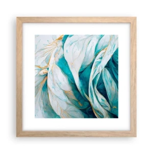 Plagát v ráme zo svetlého duba - Modrá abstrakcia so zlatým motívom - 30x30 cm