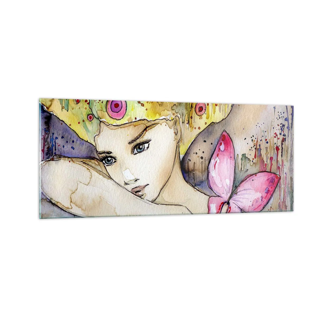 Obraz na skle - Motýlia princezná - 100x40 cm