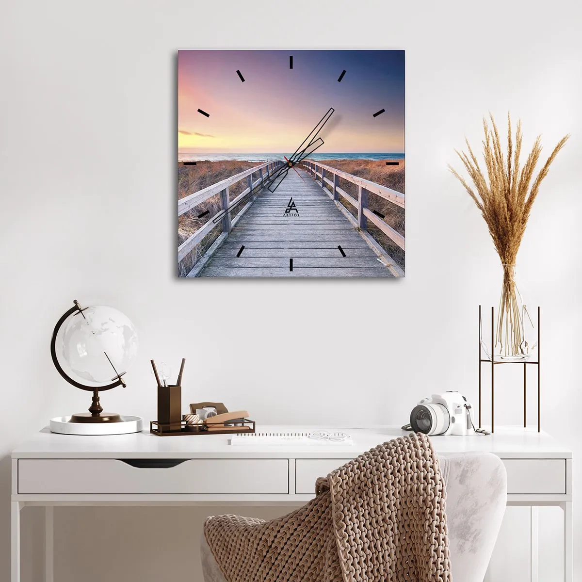 Nástenné hodiny - Baltská večerná polárna žiara - 40x40 cm