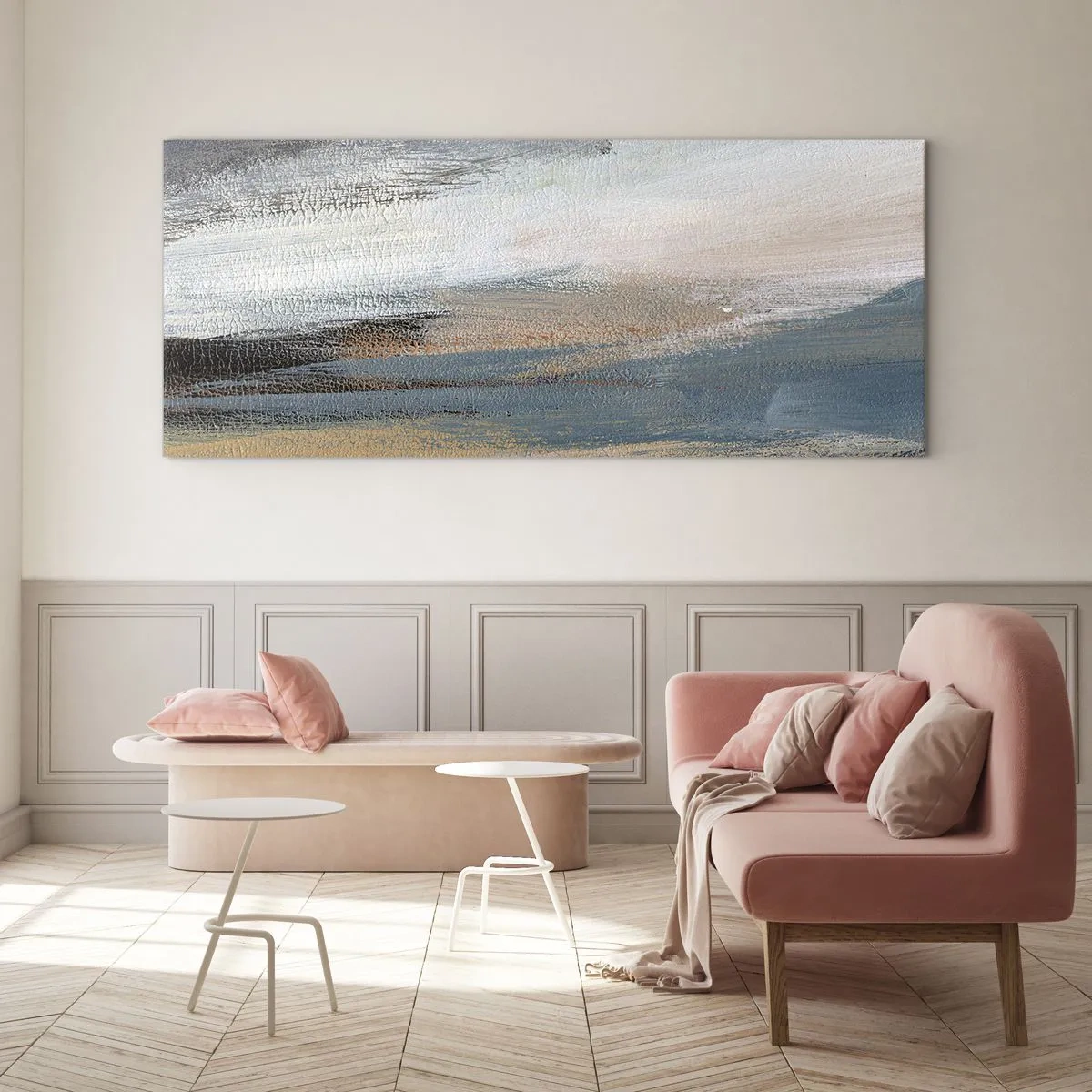 Obraz na skle - Abstrakcia: severná krajina - 100x40 cm