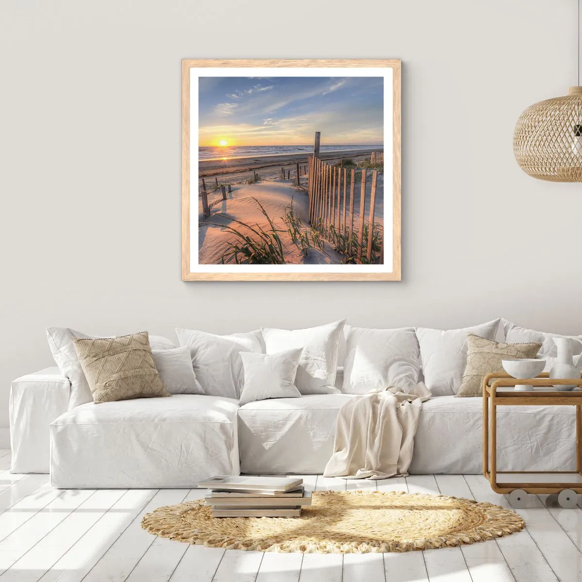 Plagát v ráme zo svetlého duba - Odlesk a tieň vetra - 60x60 cm