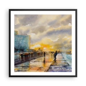 Plagát v čiernom ráme - Život na pobreží - 60x60 cm