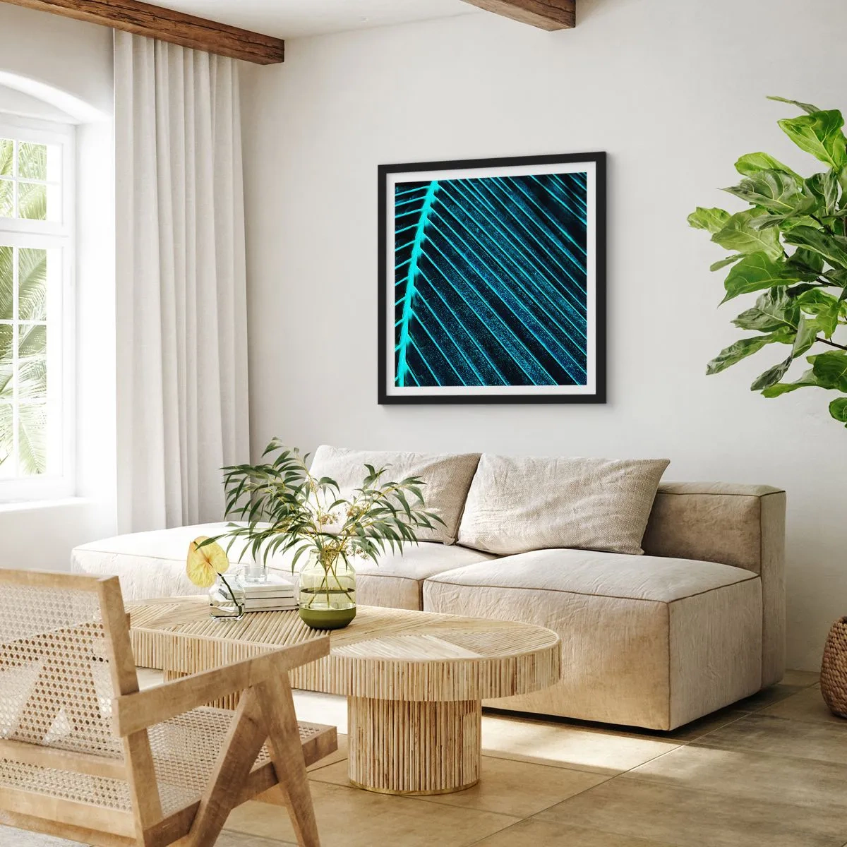 Plagát v čiernom ráme - Textúra zelene - 30x30 cm